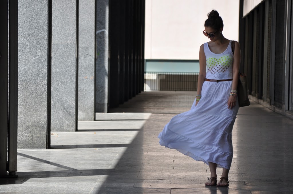 Long white skirt