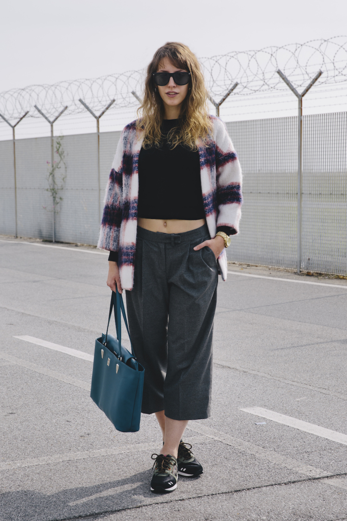 Piero Guidi - outfit inverno - tartan - panta coulottes - sneakers